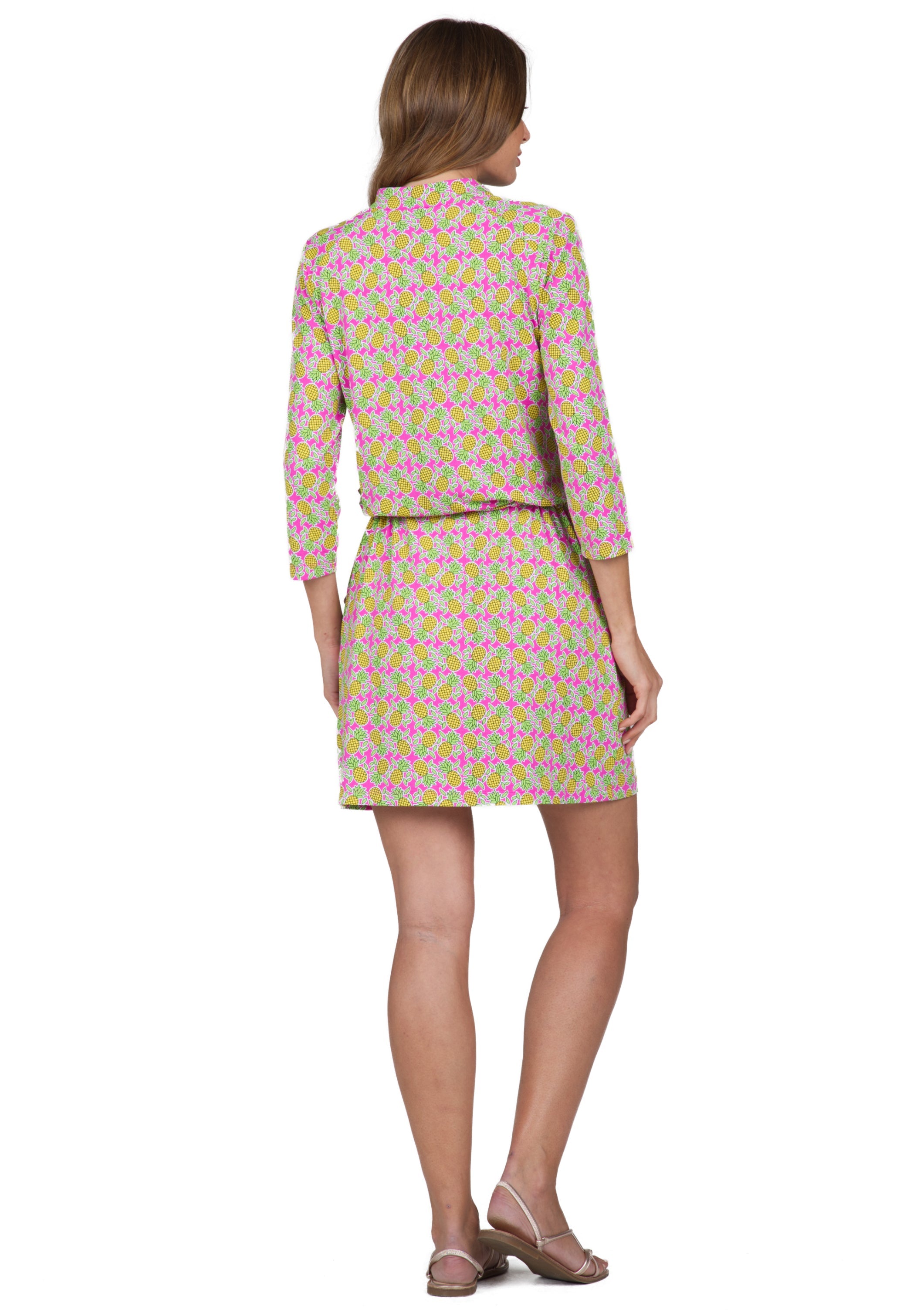 Chantal Print ¾ Sleeve Drawstring Dress – 62540