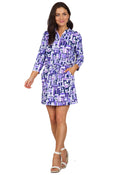 Jennifer Print ¾ Sleeve Drawstring Dress – 62543