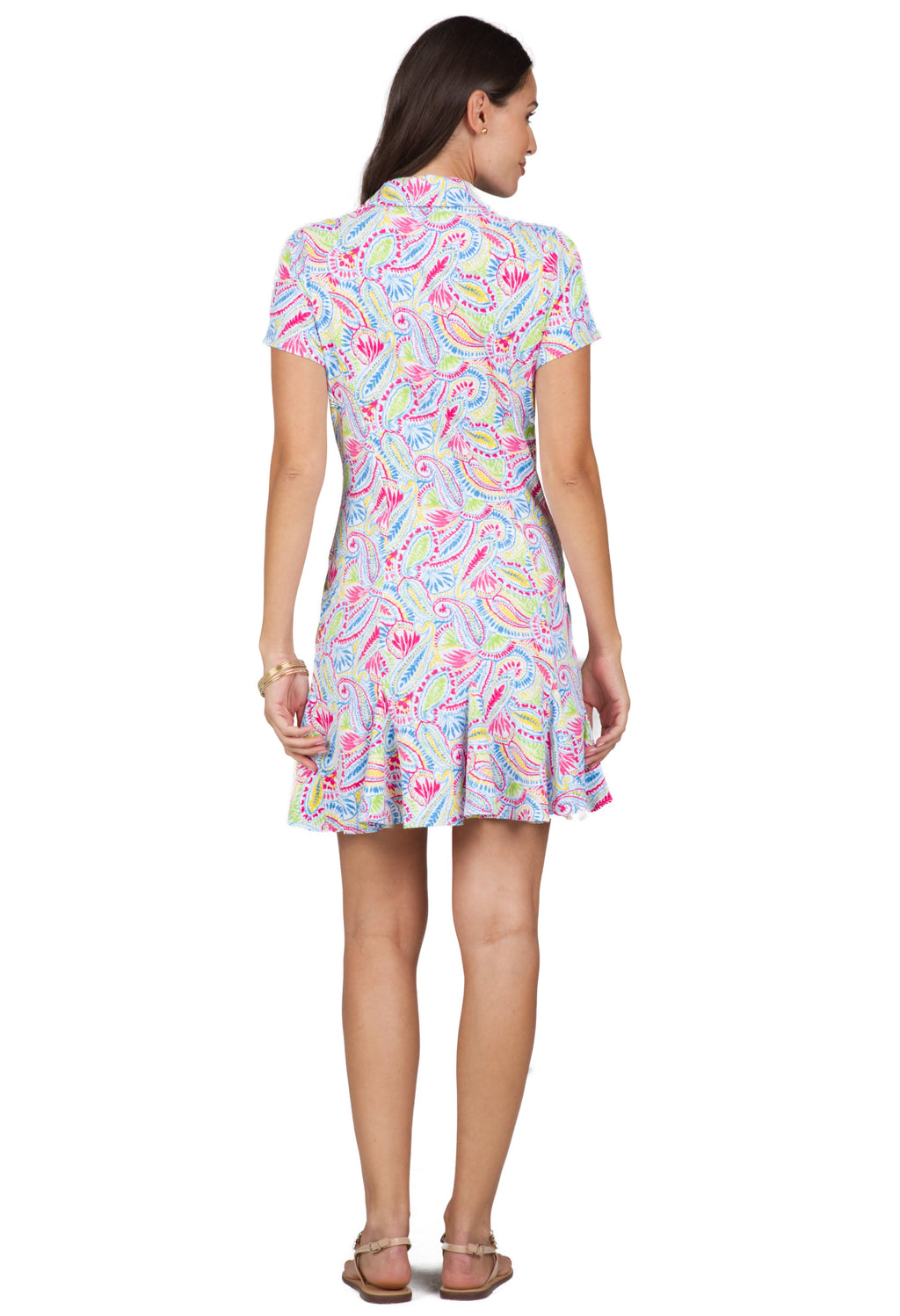 Massie Print Short Sleeve Godet Dress – 69541