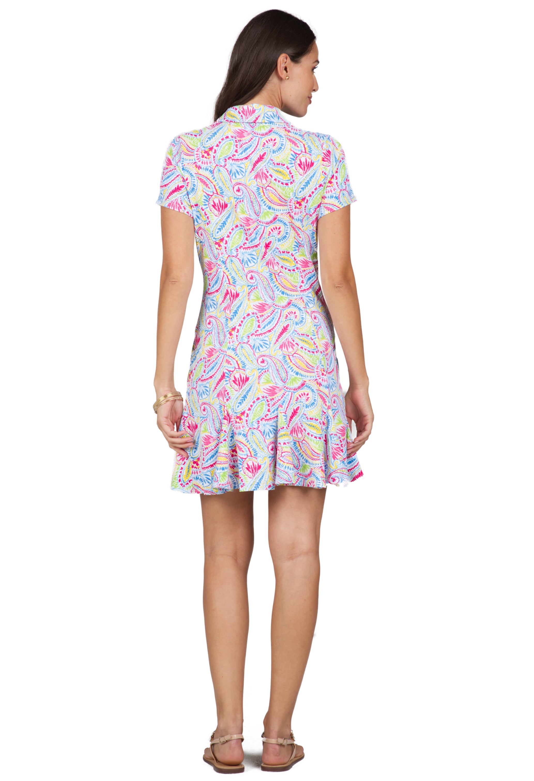 Massie Print Short Sleeve Godet Dress – 69541
